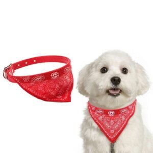 Adjustable Pet Neck Scarf Bandana With Collar Neckerchief - Size S Red