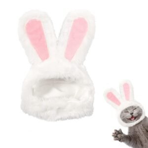 Cute Costume Bunny Rabbit Hat with Ears for Cats and Small Dogs Party Costume Easter Pet Accessory Headwear
